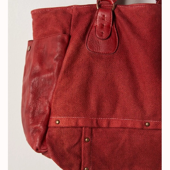 Free People Waverly Tote Weekender Canvas Leather Bag - Picture 3 of 13